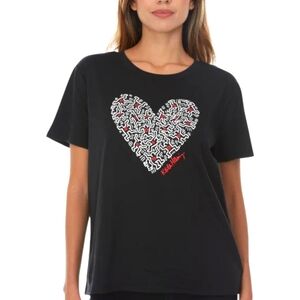 Keith Haring Heart Of Man Black Short Sleeve T Shirt Unisex Size XXL